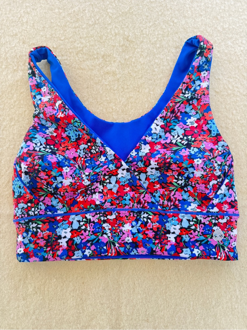 Senita Athletics Sports Bra Jog bra– Floral Print / Cobalt size S
